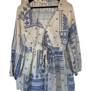 Blue and White Patterned Women's Skirt